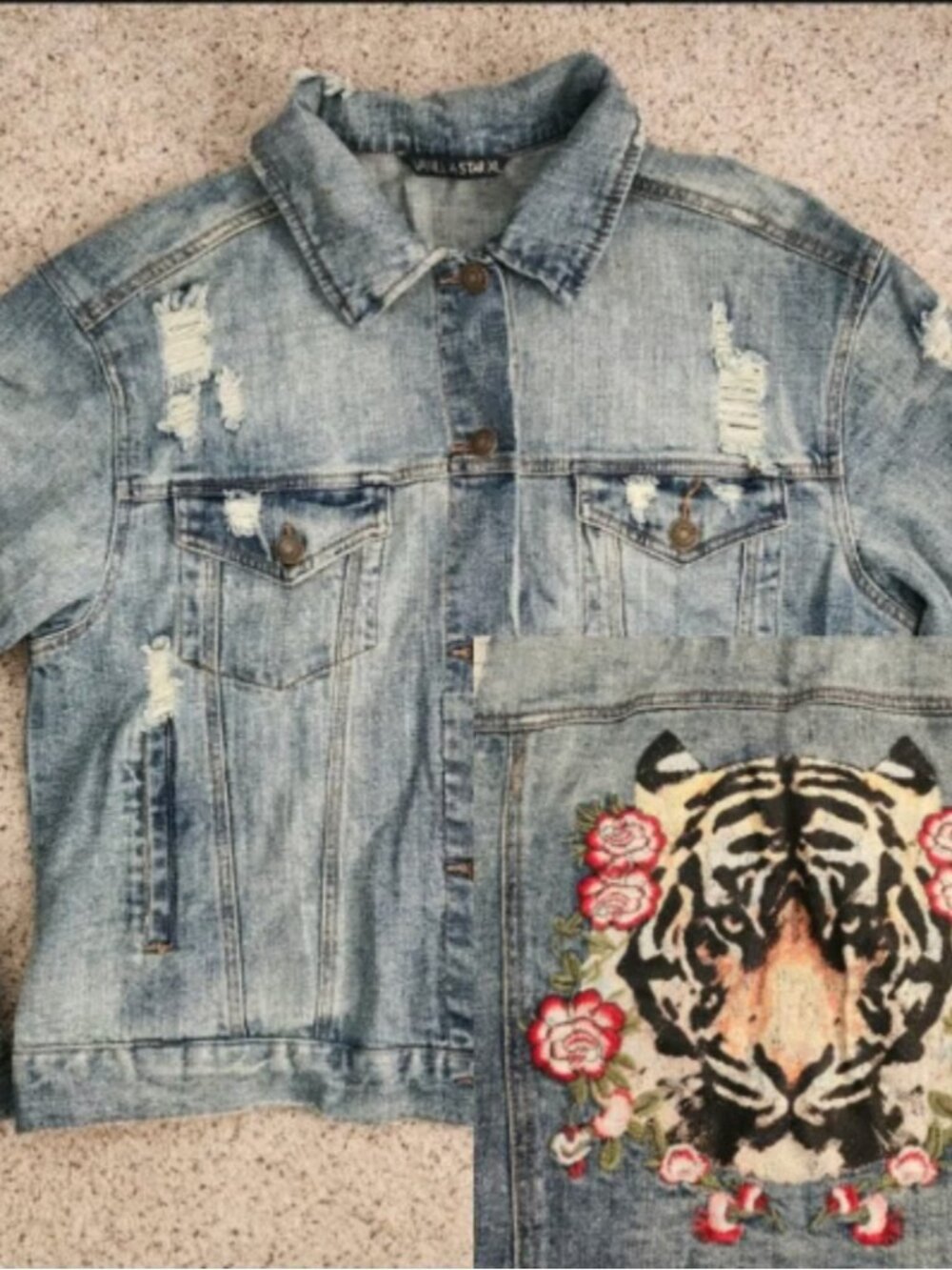 Vanilla Star Distressed Tiger Denim Jacket 🐅